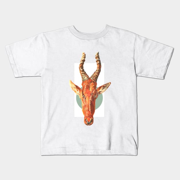 Goat head with horns Kids T-Shirt by Marccelus